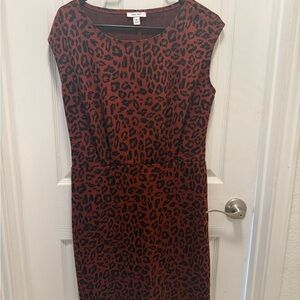 Nine West Brown and Black Animal Print Midi Dress